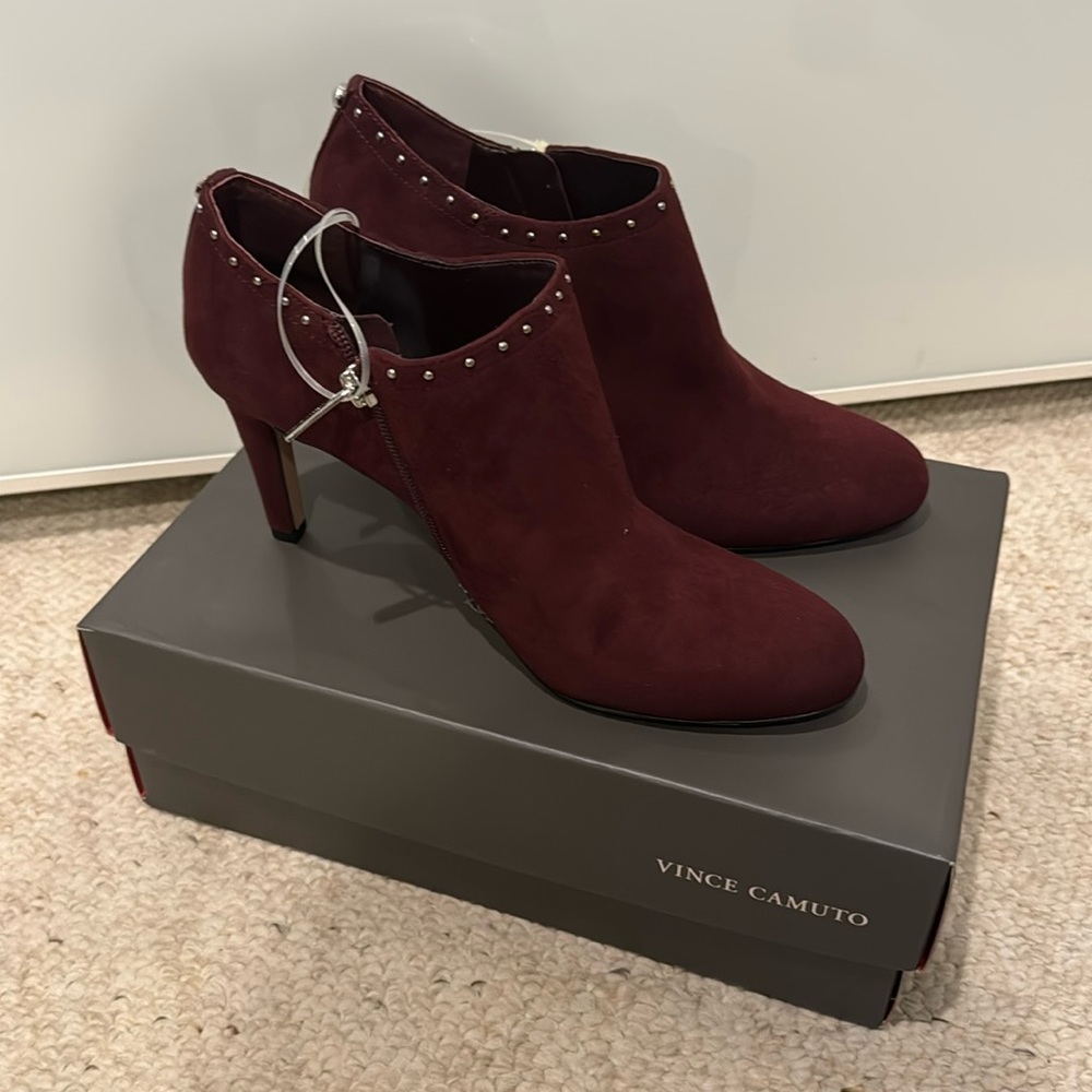 Vince Camuto Burgundy Studded Heeled Boots